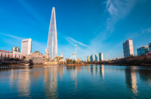 Seoul, South Korea : 8 December 2018 Beautiful architecture building Lotte tower is the one of landmark in Seoul City